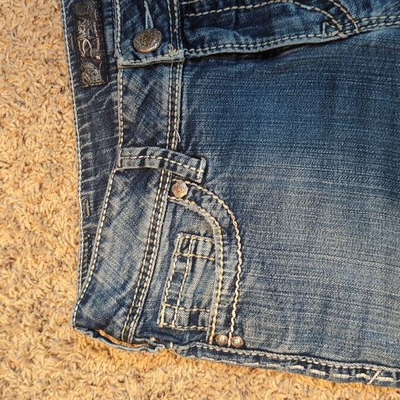 Suki Silver Jean SHORTS Mid Rise LONG Length Bermuda Style SZ 31 - Picture 3 of 10